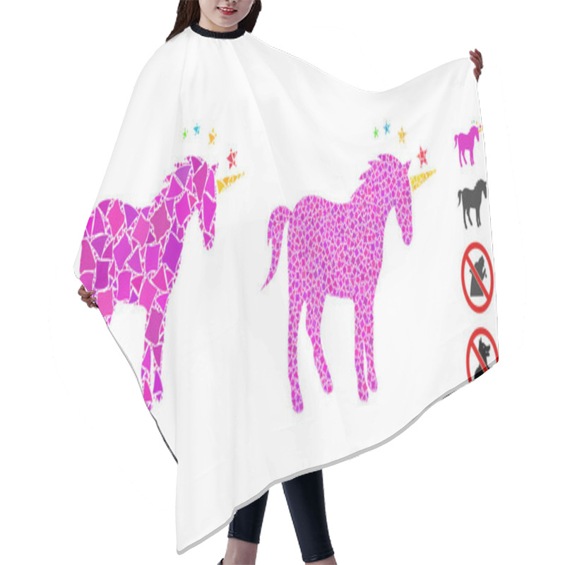 Personality  Unicorn Mosaic Icon Of Tuberous Parts Hair Cutting Cape