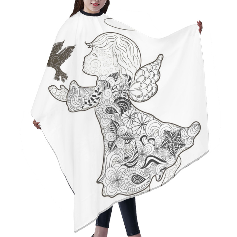 Personality  Angel Doodle Illustration Hair Cutting Cape