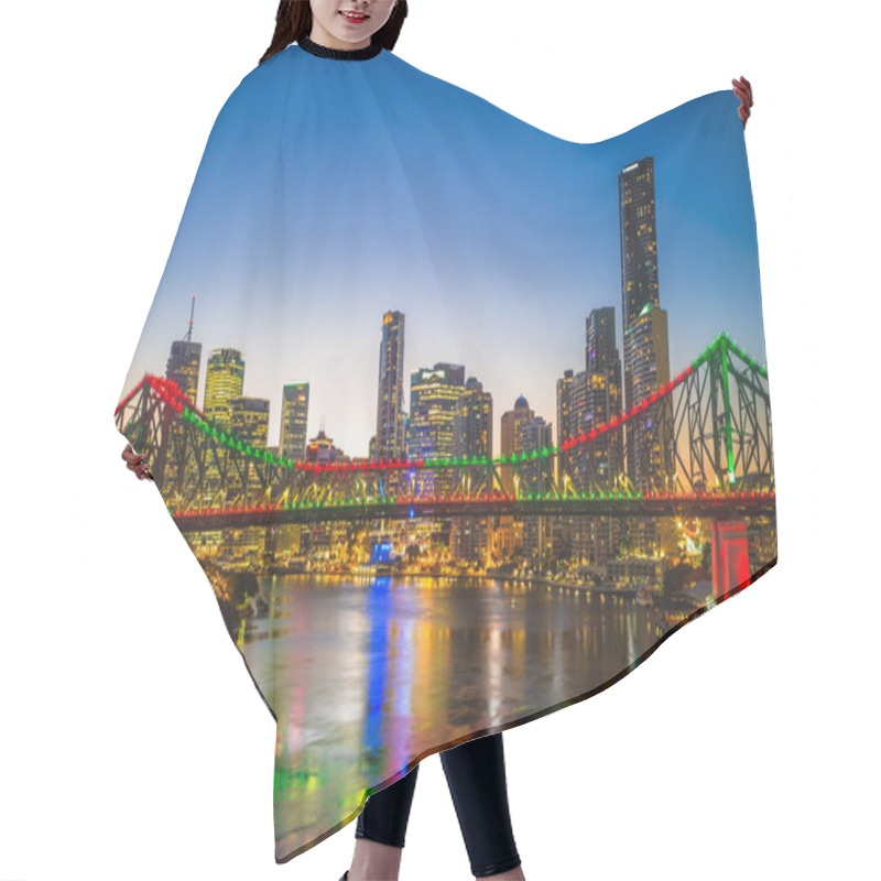 Personality  Brisbane With Story Bridge In Australia At Night Hair Cutting Cape