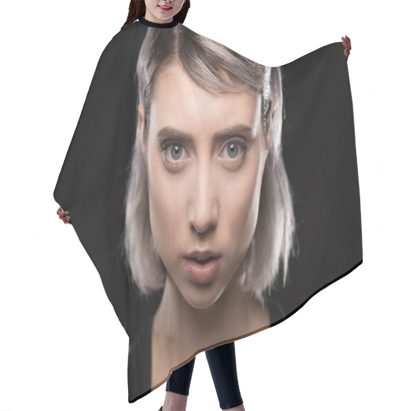 Personality  Attractive Young Woman Hair Cutting Cape