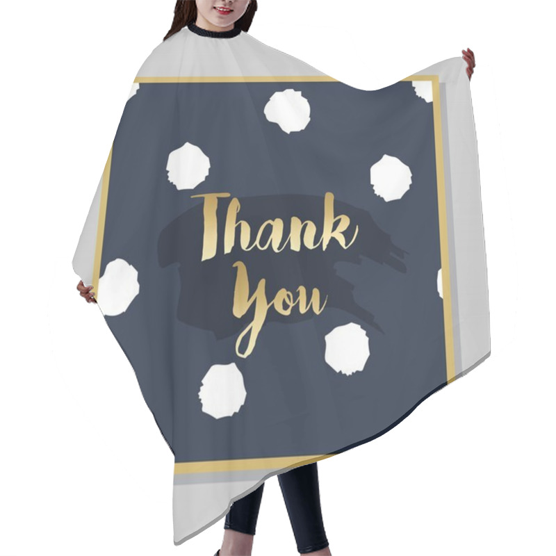 Personality  Golden Thank You Brush Message On Dark Navy Blue Dotted Seamless Pattern Background Hair Cutting Cape