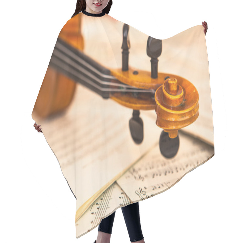 Personality  Old Violin Lying On The Sheet Of Music Hair Cutting Cape