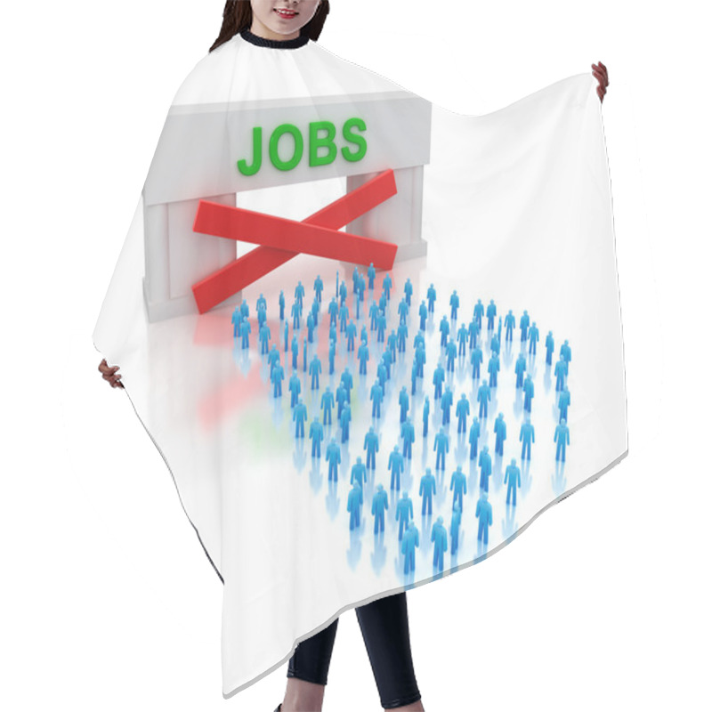 Personality  No Jobs: Unemployment. Isolated On White Concept. Hair Cutting Cape