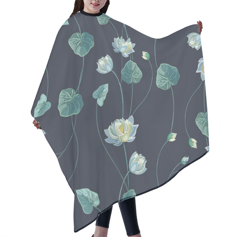 Personality  Floral Background With Lotus Flower And Green Leaves Hair Cutting Cape