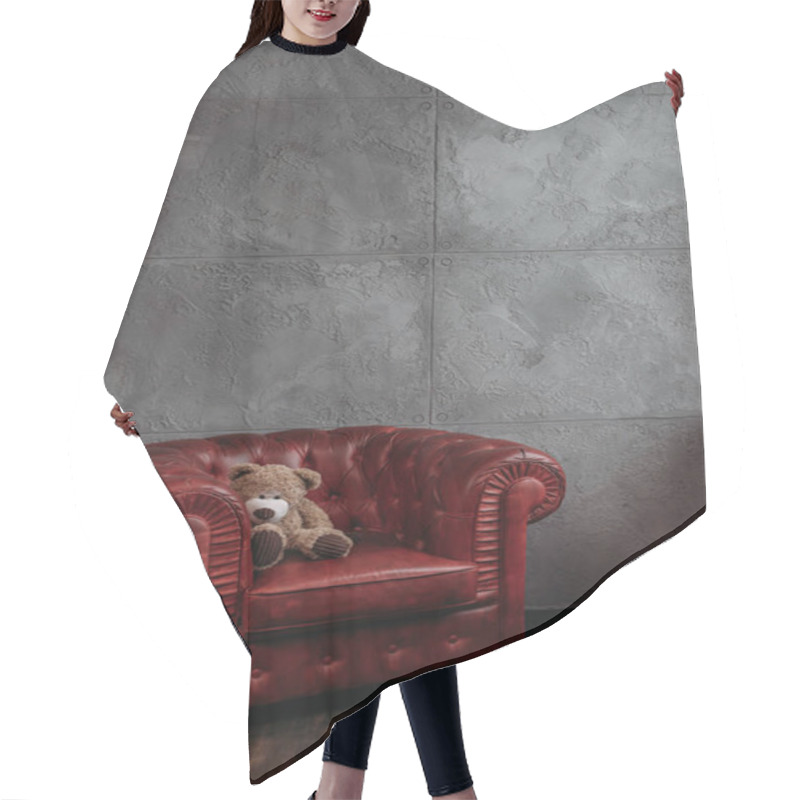 Personality  Teddy Bear On Armchair At Stylish Room In Loft Style Hair Cutting Cape