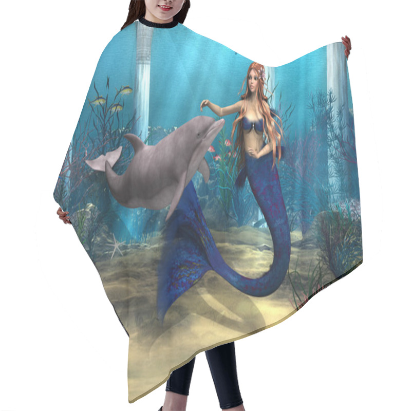 Personality  Mermaid And Dolphin Hair Cutting Cape