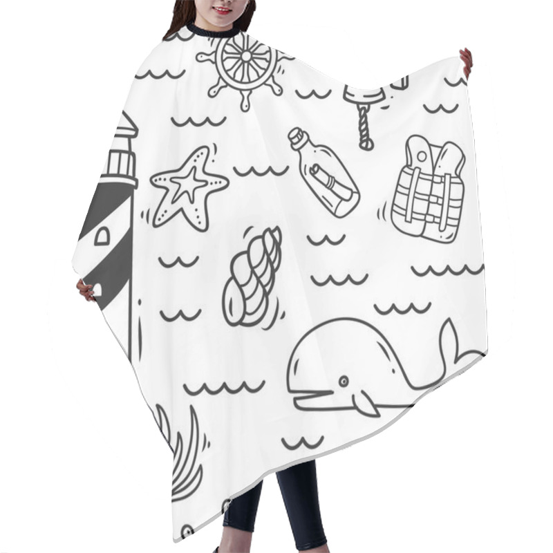 Personality  Cartoon Nautical Background Hair Cutting Cape