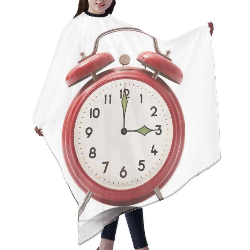 Personality  Alarm Clock At Three Hour On White Background Hair Cutting Cape