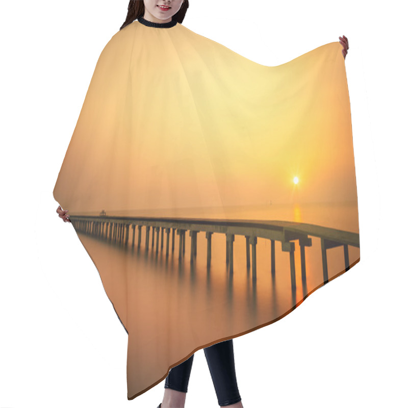 Personality  Wooded Bridge At Sunset Hair Cutting Cape