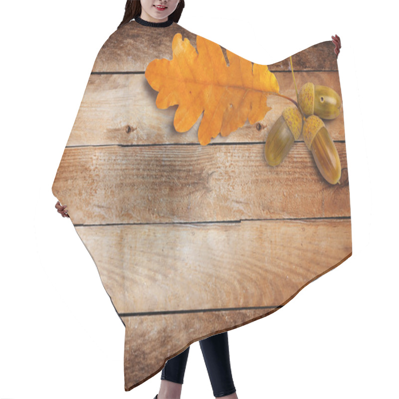 Personality  Old Grunge Paper With Autumn Oak Leaves And Acorns Hair Cutting Cape