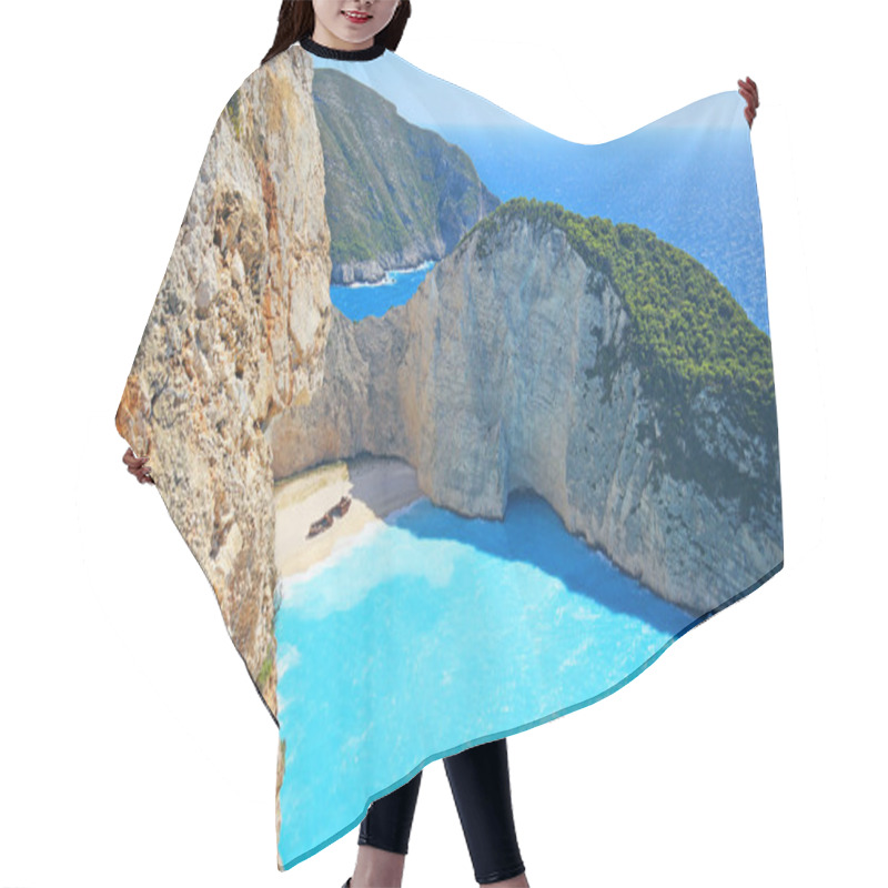 Personality  View Of Beautiful Navagio Beach - Shipwreck Beach On Zakynthos Island In Greece Hair Cutting Cape