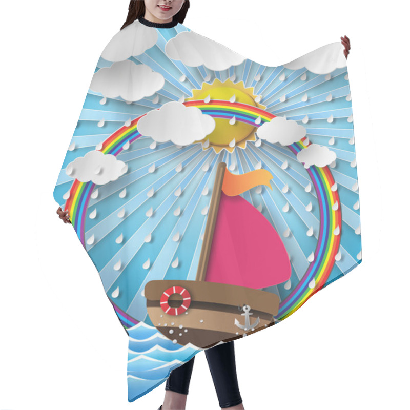 Personality  Sailing Boat And Cloud With Rain. Hair Cutting Cape