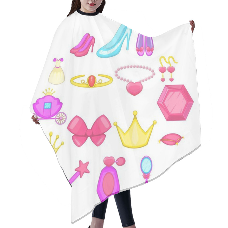 Personality  Princess Doll Icons Set, Cartoon Style Hair Cutting Cape