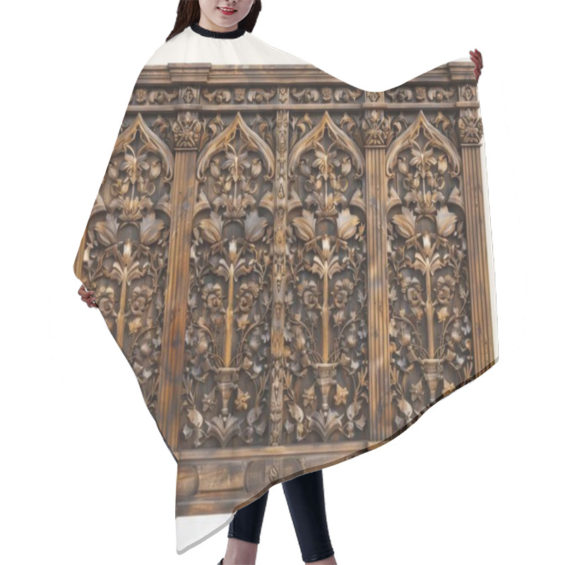 Personality  Intricate Wooden Relief Featuring Floral Designs, Showcasing Exceptional Craftsmanship And Artistry. Hair Cutting Cape