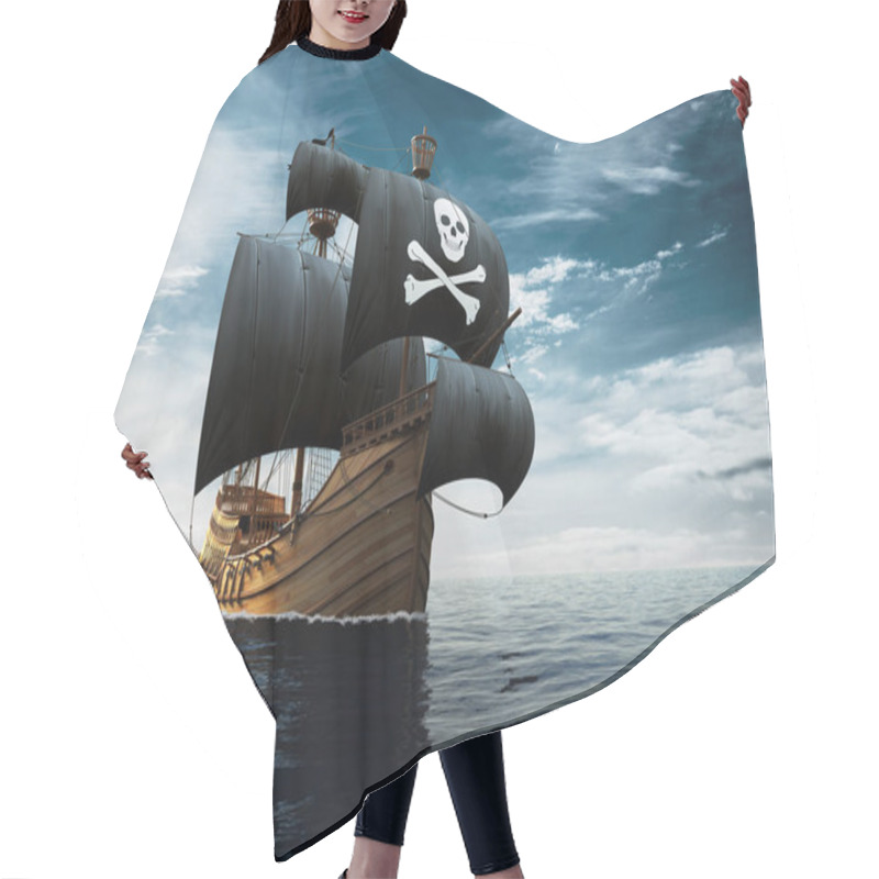 Personality  Pirate Ship On The High Seas Hair Cutting Cape