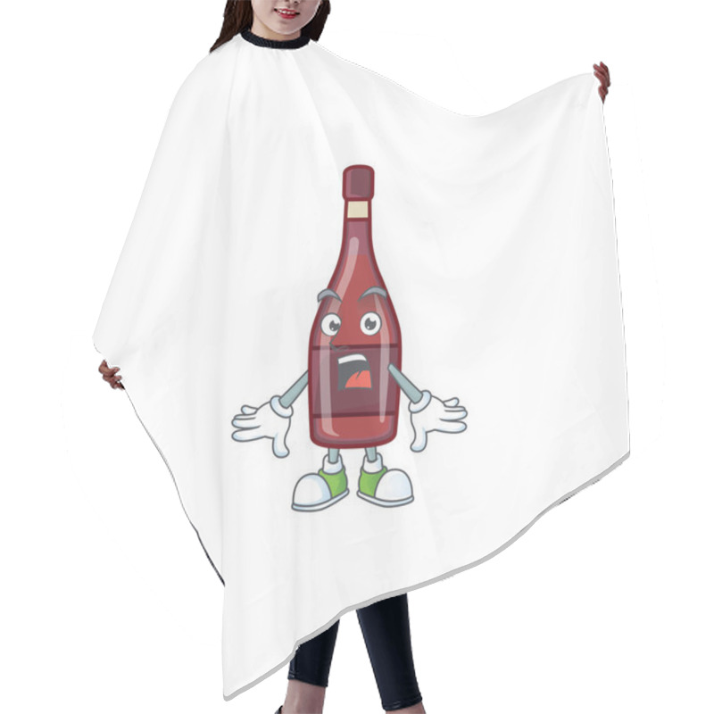 Personality  Red Bottle Wine Cartoon Character Design On A Surprised Gesture Hair Cutting Cape