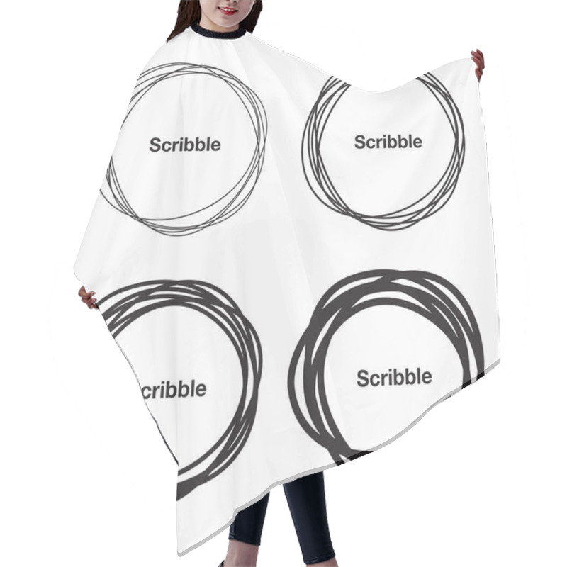 Personality  Set Of Hand Drawn Scribble Circles Hair Cutting Cape