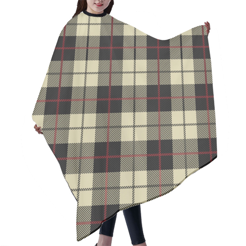 Personality  Seamless Illustration - Black, Beige Tartan Hair Cutting Cape