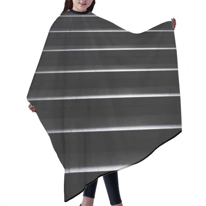 Personality  Shiny Horizontal Metal Strips On Black, Full Frame View Hair Cutting Cape