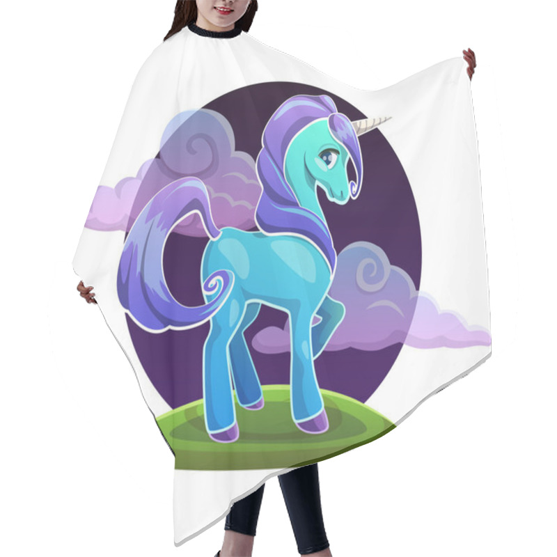 Personality  Blue Unicorn Hair Cutting Cape