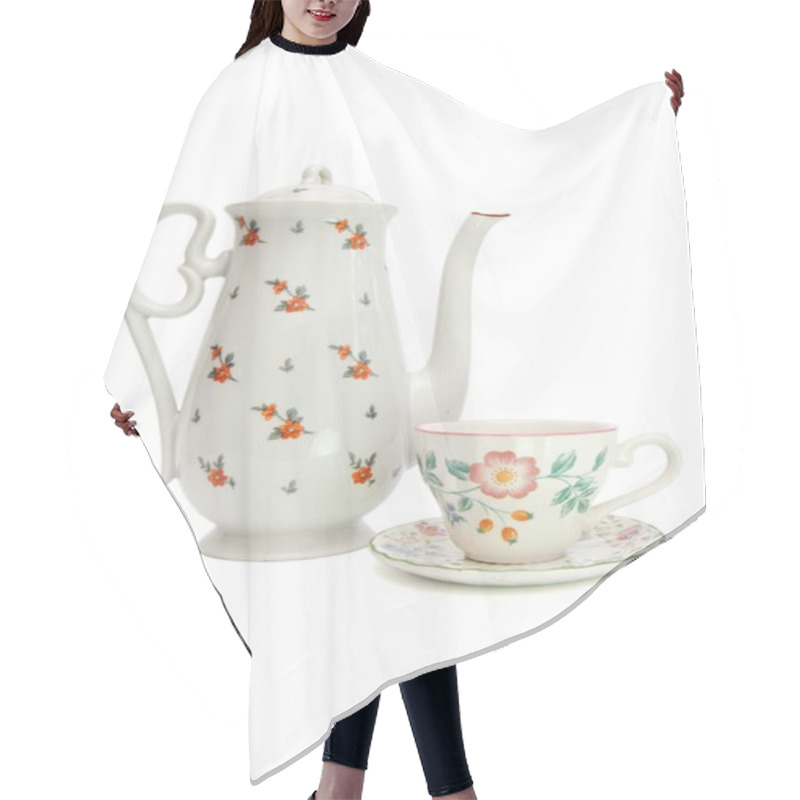 Personality  White Tea Service Isolated Hair Cutting Cape