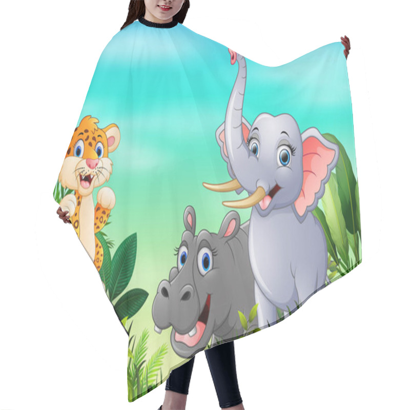 Personality  Cartoon Wild Animal In The Beautiful Garden Hair Cutting Cape