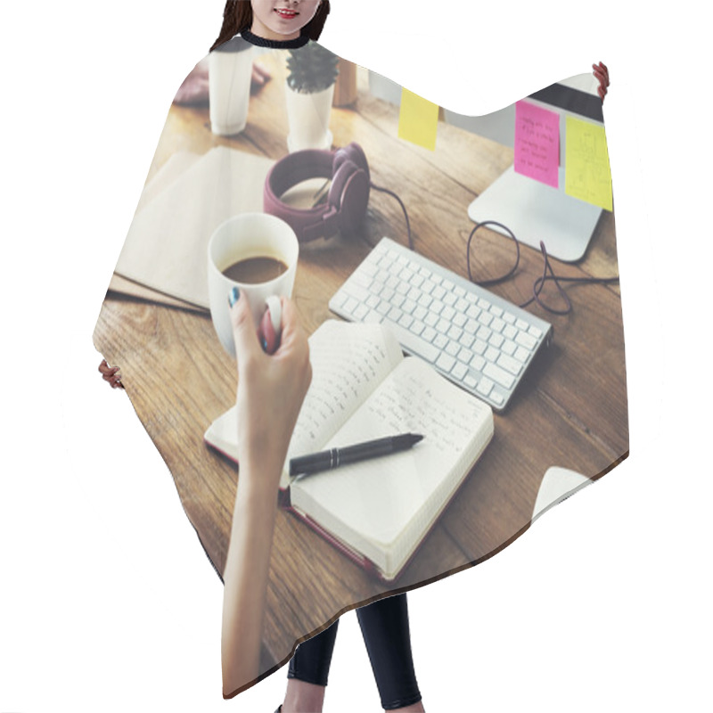 Personality  Woman Working With Computer Hair Cutting Cape