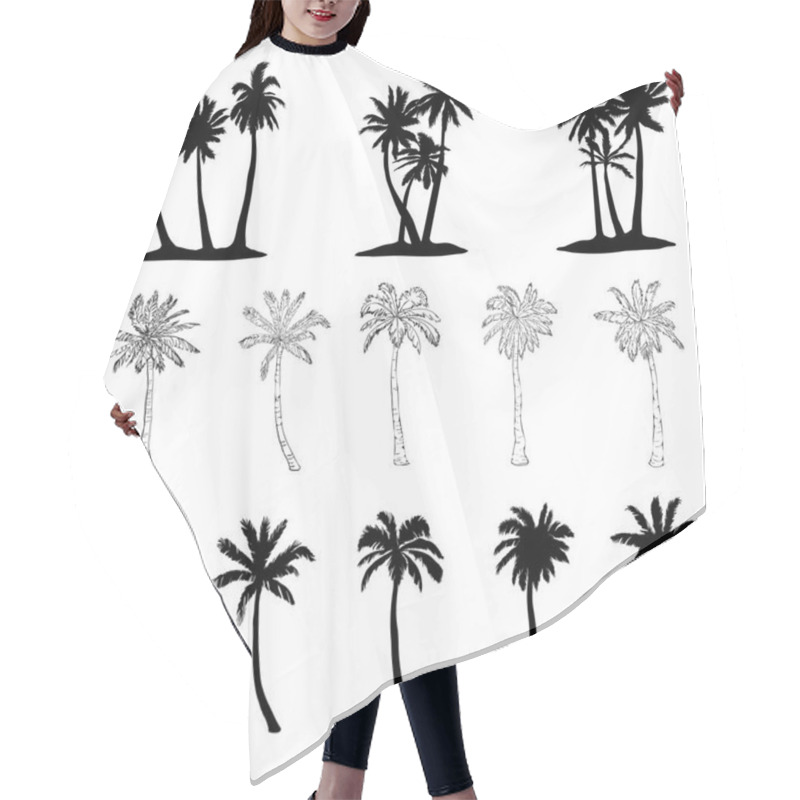 Personality  Vector Palm Tree Silhouette Icons On White Background Hair Cutting Cape