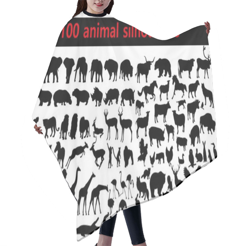 Personality  Collection Of Animal Silhouettes On White Background  Hair Cutting Cape