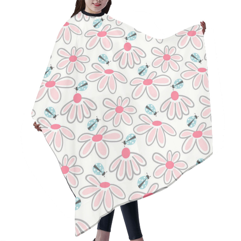 Personality  Vector Floral Pattern With Cute Daisies. Hair Cutting Cape