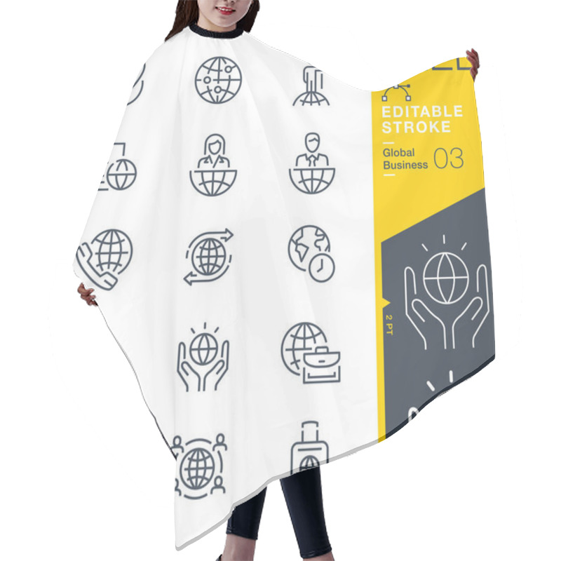 Personality  Lineo Editable Stroke - Global Business Line Icons Hair Cutting Cape