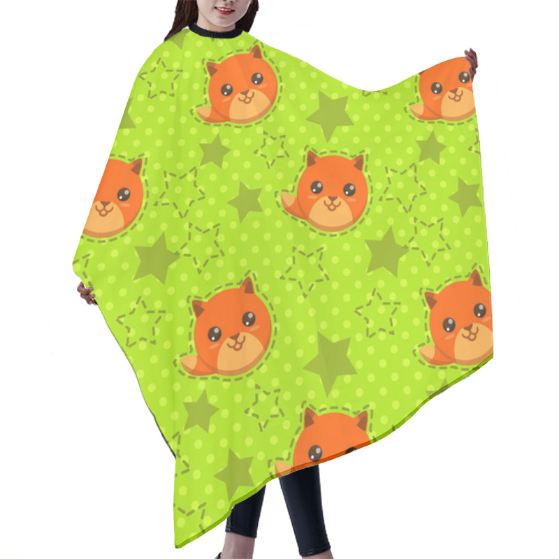 Personality  Funny Seamless Pattern With Cute Fox Faces Hair Cutting Cape