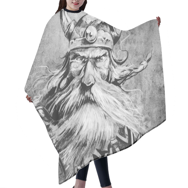 Personality  Viking Warrior Tattoo Illustration Hair Cutting Cape