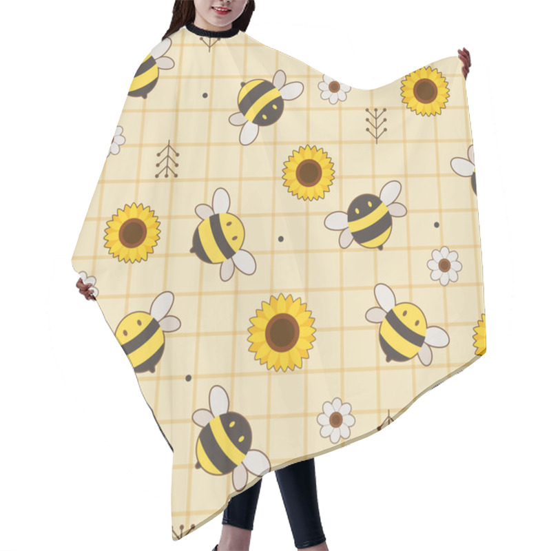 Personality  The Seamless Pattern Of Cute Bee And Sunflower And White Flower  Hair Cutting Cape