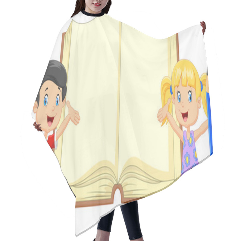 Personality  Cartoon Kids With Book And Pencils Hair Cutting Cape