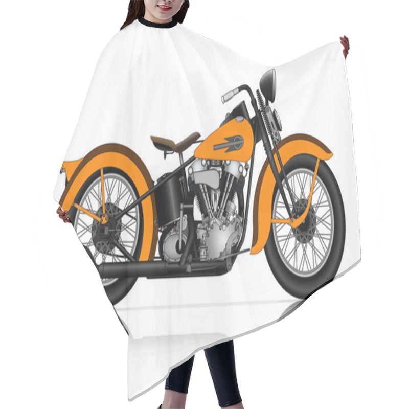 Personality  Highly Detailed Illustration Of Classic Motorcycle Hair Cutting Cape