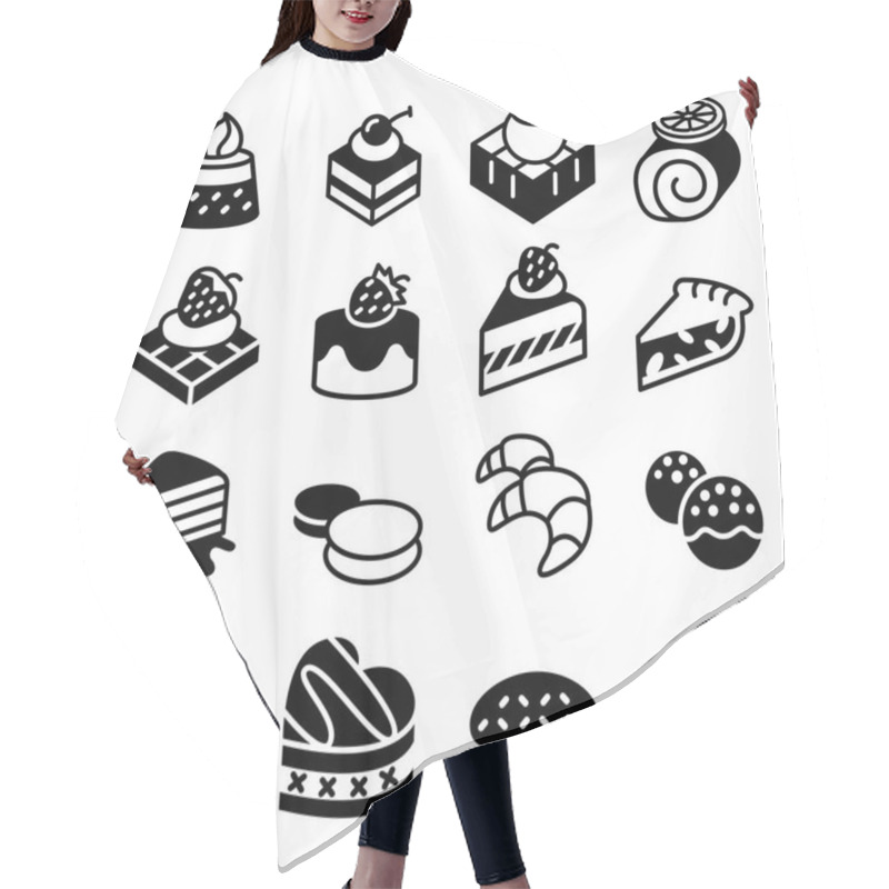 Personality  Dessert & Bakery Icon Set Hair Cutting Cape