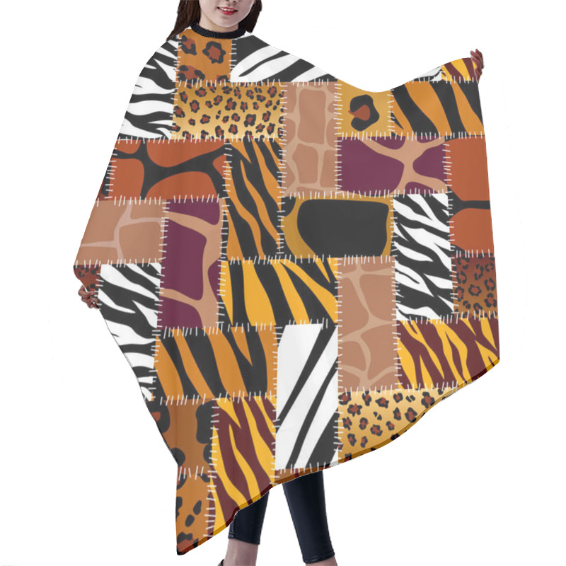 Personality  Patchwork Textile Pattern. Seamless Quilting Design Background. Hair Cutting Cape