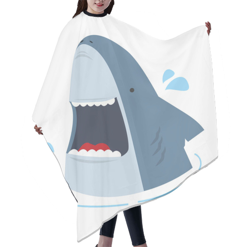 Personality  Cute Shark With Open Mouth Vector Illustration Hair Cutting Cape