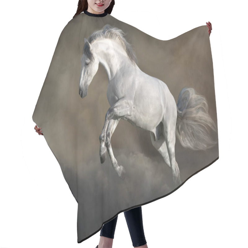 Personality  White Horse Free Run On Desert Dust  Hair Cutting Cape