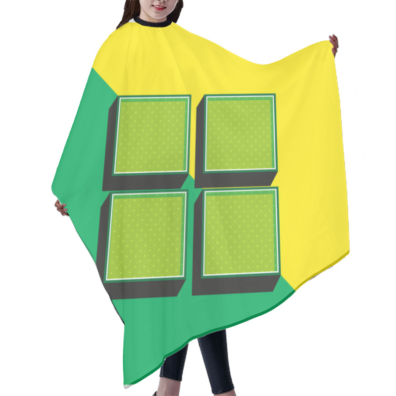 Personality  4 Black Squares Green And Yellow Modern 3d Vector Icon Logo Hair Cutting Cape