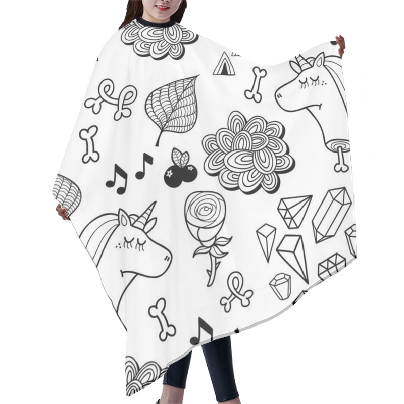 Personality  Seamless Pattern With Dead Unicorns Hair Cutting Cape