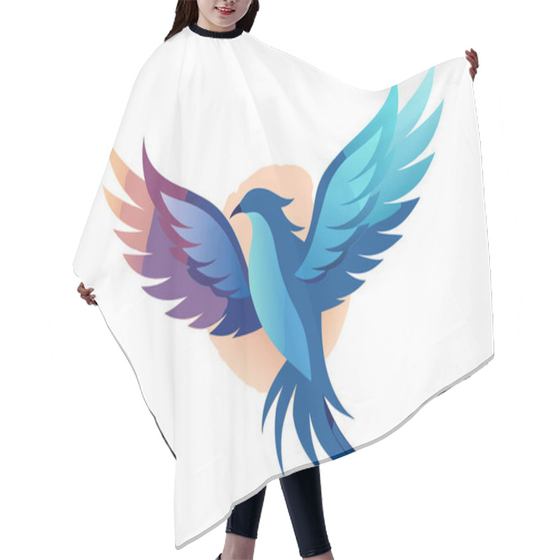 Personality  Stylized Flying Bird Illustration Highlighting Freedom And Grace Hair Cutting Cape