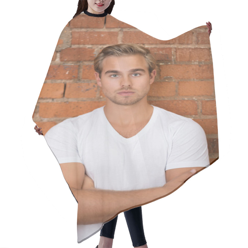 Personality  Man In Front Of Brick Wall Hair Cutting Cape