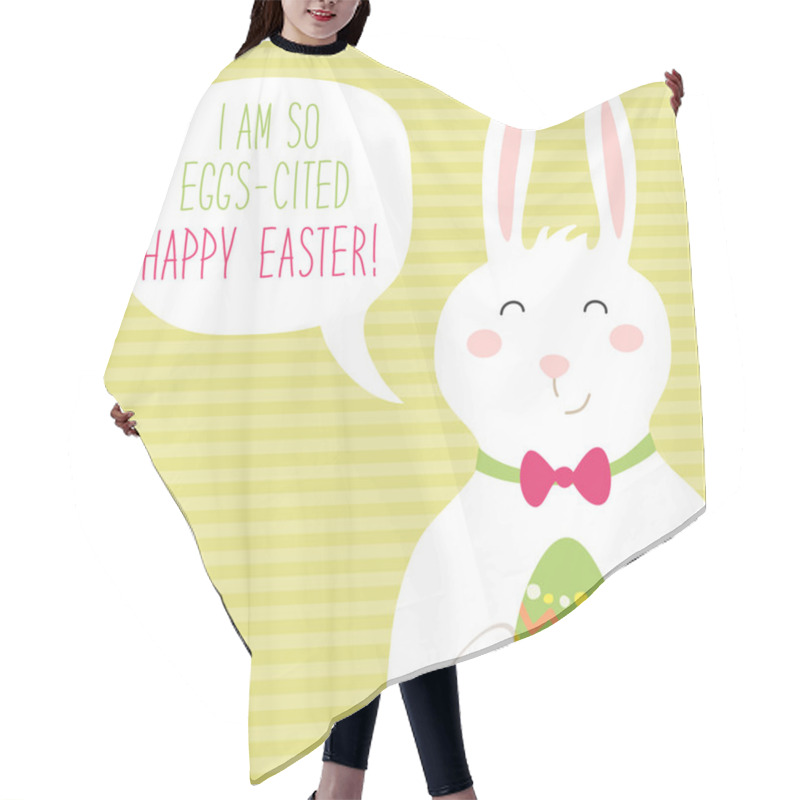 Personality  Easter Card With Bunny Hair Cutting Cape