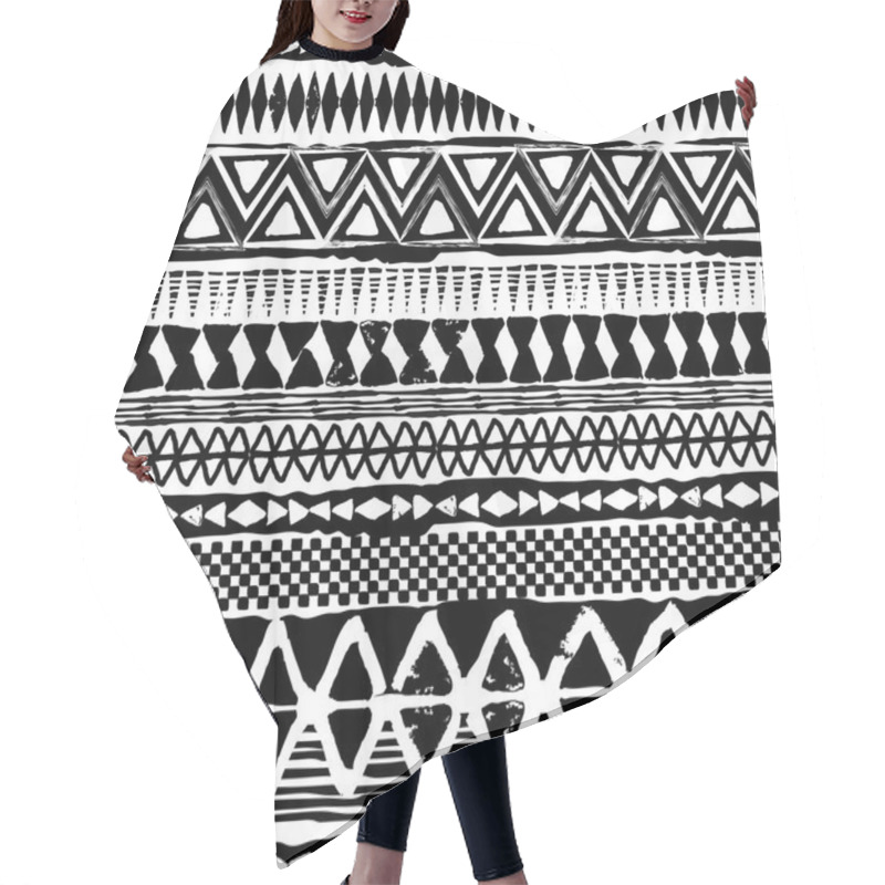 Personality  Abstract Black And White Tribal Vector Seamless Pattern Hair Cutting Cape