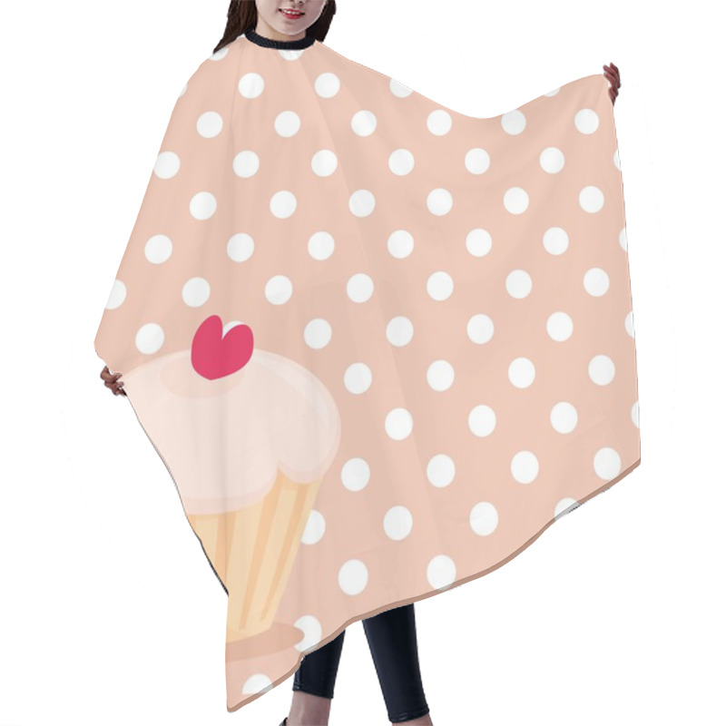 Personality  Cherry Vector Cupcake On White Polka Dots Pink Background Hair Cutting Cape