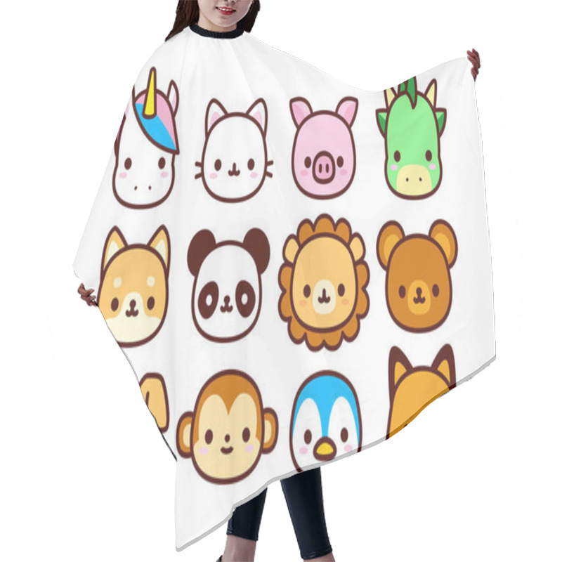 Personality  Set Of Cute Cartoon Animals Isolated Hair Cutting Cape