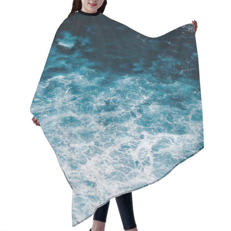 Personality  Aerial View To Ocean Waves. Blue Water Background. Hair Cutting Cape