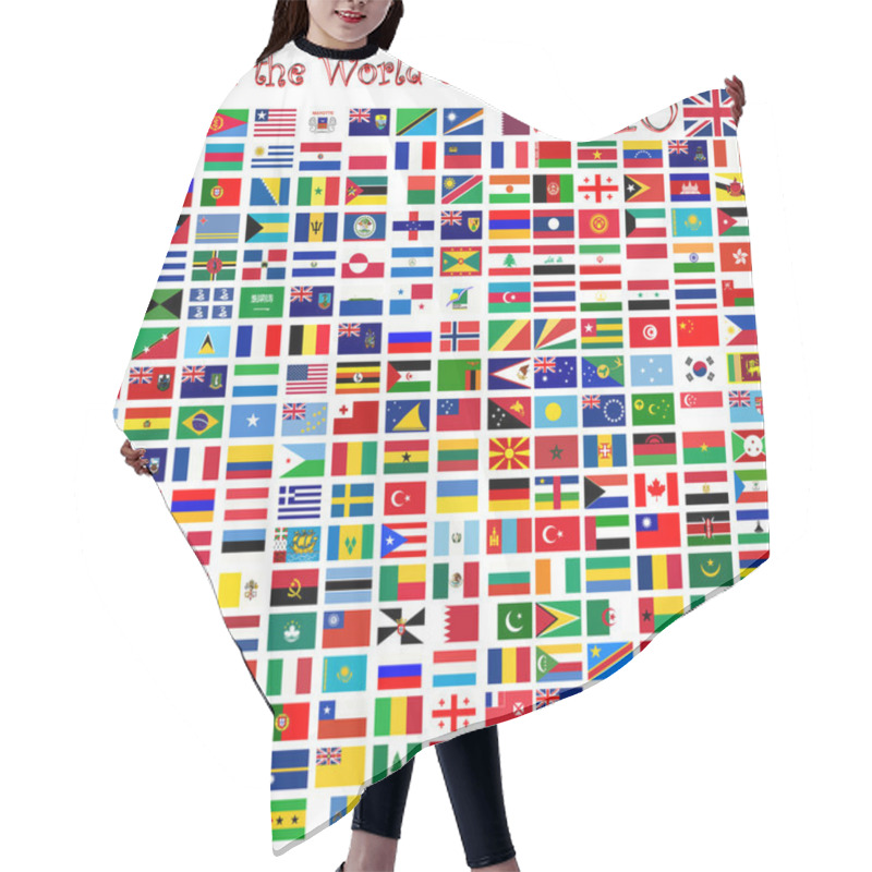 Personality  Flags Of The World Against White Hair Cutting Cape